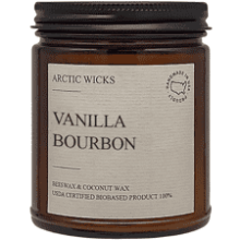 Vanilla Bourbon Handmade Scented Coconut Beeswax Candles 9oz Amber Jar