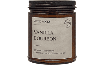 Vanilla Bourbon Handmade Scented Coconut Beeswax Candles 9oz Amber Jar