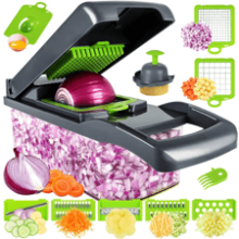 Vegetable Chopper - Pro Onion Chopper - Multifunctional 13 in 1 Food Chopper - Kitchen Vegetable Slicer Dicer Cutter - Veggie Chopper With 8 Blades - Carrot and Garlic Chopper (Gray)