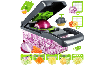 Vegetable Chopper - Pro Onion Chopper - Multifunctional 13 in 1 Food Chopper - Kitchen Vegetable Slicer Dicer Cutter - Veggie Chopper With 8 Blades - Carrot and Garlic Chopper (Gray)