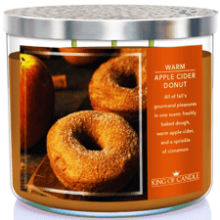 Warm Apple Cider Donut + Cinnamon Sugar Fall Candles - Large 3 Wick, Highly Scented - Strong Soy Candles for Fall Home Decor + Luxury Gifts - USA Made, Big 14 oz, Fall Fragrance