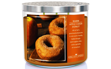 Warm Apple Cider Donut + Cinnamon Sugar Fall Candles - Large 3 Wick, Highly Scented - Strong Soy Candles for Fall Home Decor + Luxury Gifts - USA Made, Big 14 oz, Fall Fragrance