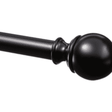 1-Inch Curtain Rod with Round Finials, 1-Pack, 72" to 144", Black