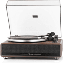 1 by ONE High Fidelity Belt Drive Turntable with Built-in Speakers, Vinyl Record Player, Magnetic Cartridge, Bluetooth Playback, Aux-in Functionality