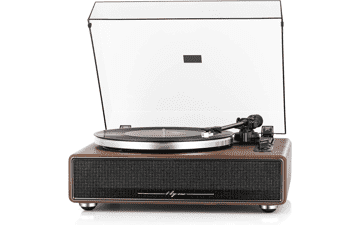 1 by ONE High Fidelity Belt Drive Turntable with Built-in Speakers, Vinyl Record Player, Magnetic Cartridge, Bluetooth Playback, Aux-in Functionality