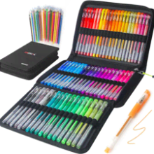 120 Pack Glitter Gel Pens Set - 60 Colors Pens with 48 Glitter Pens, 12 Classic Pens, 60 Matching Color Refills - Canvas Bag Included for Adults Coloring Books, Drawing, Journaling, Scrapbooking