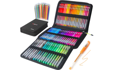 120 Pack Glitter Gel Pens Set - 60 Colors Pens with 48 Glitter Pens, 12 Classic Pens, 60 Matching Color Refills - Canvas Bag Included for Adults Coloring Books, Drawing, Journaling, Scrapbooking