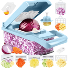 13 in 1 Vegetable Chopper, Pro Onion Chopper with 8 Blades, Kitchen Slicer Dicer Cutter - Blue