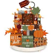 15 Fall Tiered Tray Decor Pumpkins Farmhouse Autumn Maple Leaf Table Centerpieces Thanksgiving Harvest Wood Blocks Signs