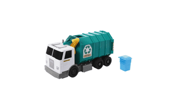 15-Inch Toy Recycling Garbage Truck with Lights and Sounds - Green Toy for Kids