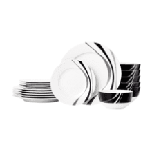 18-Piece Kitchen Dinnerware Set, Plates, Dishes, Bowls, Service for 6 - Swirl