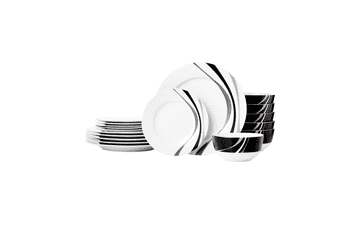 18-Piece Kitchen Dinnerware Set, Plates, Dishes, Bowls, Service for 6 - Swirl