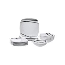 18-Piece Kitchen Dinnerware Set - Square Plates, Bowls, Service for 6 - Modern Beams