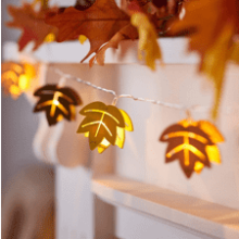 20 Wooden Fall Leaf Battery Operated LED Thanksgiving Indoor String Lights