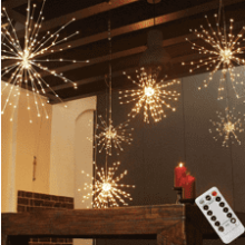 200LED Hanging Sphere Lights, Starburst 8 Modes Dimmable Remote Control, Waterproof Fairy Copper Wire Christmas Decoration