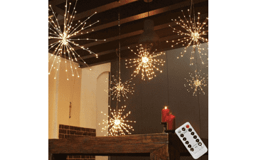 200LED Hanging Sphere Lights, Starburst 8 Modes Dimmable Remote Control, Waterproof Fairy Copper Wire Christmas Decoration