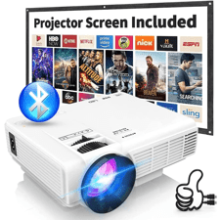 2023 Mini Projector with Bluetooth and Projector Screen, 9500 Lumens Full HD 1080P Portable Video Projector