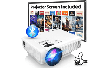 2023 Mini Projector with Bluetooth and Projector Screen, 9500 Lumens Full HD 1080P Portable Video Projector