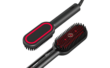 2023 Upgraded Hair Straightener Brush | TYMO Ionic Plus Straightening Brush with Dense Bristles, 16 Temps, Dual Voltage