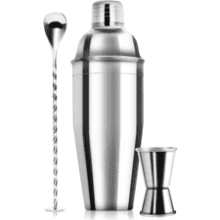 24oz Cocktail Shaker Bar Set - Margarita Mixer Drink Shaker with Measuring Jigger & Mixing Spoon - Stainless Steel Bar Tools with Built-in Strainer