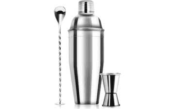 24oz Cocktail Shaker Bar Set - Margarita Mixer Drink Shaker with Measuring Jigger & Mixing Spoon - Stainless Steel Bar Tools with Built-in Strainer