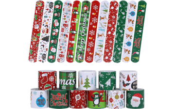 48PCS Christmas Slap Bracelets - Xmas Party Favor Decoration