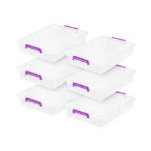 6 Quart Clear Plastic Storage Bins with Lids and Secure Latches - 6 Pack