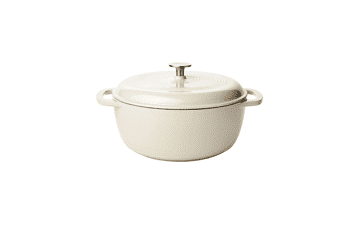 6-Quart White Enameled Cast Iron Covered Round Dutch Oven by Amazon Basics