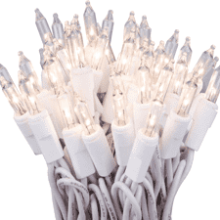 612 Vermont 50 Clear Christmas Lights on White Wire, UL Approved, 9ft Lighted Length, 11ft Total Length