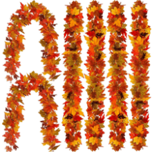 6PCS Fall Maple Leaves Garland - Party Joy 5.6Ft Artificial Maple Leaf Autumn Garland Hanging Fall Vines Table Decorations Front Door Fall Decor Thanksgiving Decor Outside Indoor Decor