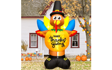 8FT Thanksgiving Inflatables Turkey Decoration with LED Lights