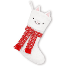 ALLYORS 20'' Xmas Stocking - Cat Christmas Stocking - Pet Hanging Stockings - Kitty Embroidered - Personalized Cuff - Lovely Home Holiday Decoration