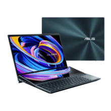 ASUS ZenBook Pro Duo 15 UX582 Laptop - 15.6” OLED 4K Touch Display - i7-12700H - 16GB - 1TB - GeForce RTX 3070 Ti - ScreenPad Plus - Windows 11 Home - Celestial Blue