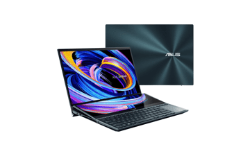 ASUS ZenBook Pro Duo 15 UX582 Laptop - 15.6” OLED 4K Touch Display - i7-12700H - 16GB - 1TB - GeForce RTX 3070 Ti - ScreenPad Plus - Windows 11 Home - Celestial Blue