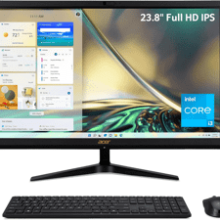 Acer Aspire C24-1700-UA91 AIO Desktop | 23.8" Full HD IPS Display | Core i3-1215U | 8GB DDR4 | 512GB NVMe M.2 SSD | Wi-Fi 6 | Windows 11 Home, Black