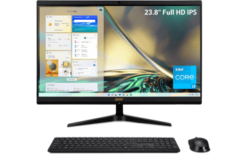 Acer Aspire C24-1700-UA91 AIO Desktop | 23.8" Full HD IPS Display | Core i3-1215U | 8GB DDR4 | 512GB NVMe M.2 SSD | Wi-Fi 6 | Windows 11 Home, Black