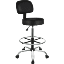 Adjustable Drafting Spa Bar Stool with Foot Rest and Wheels - Black