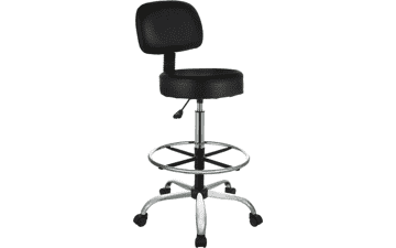 Adjustable Drafting Spa Bar Stool with Foot Rest and Wheels - Black