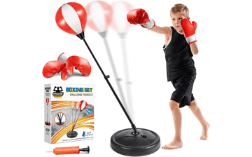 Adjustable Kids Punching Bag with Stand and Gloves - Boxing Equipment for Boys & Girls, Ages 3-10