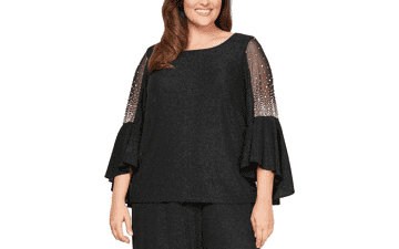 Alex Evenings Metallic Knit Blouse for Women