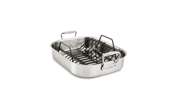 All-Clad Specialty Stainless Steel Roaster with Nonstick Rack - 14.5x18 Inch Oven Broiler Safe - Silver