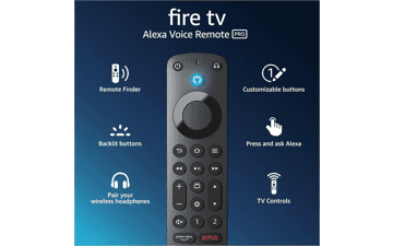 Amazon Alexa Voice Remote Pro with Remote Finder, TV Controls, Backlit Buttons - Requires Compatible Fire TV Device