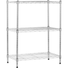 Amazon Basics 3-Shelf Narrow Adjustable Storage Shelving Unit - Heavy Duty Steel Organizer Wire Rack - Chrome