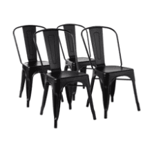 Amazon Basics Chair, 4 Pack, Matte Black