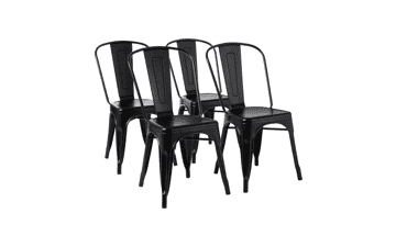 Amazon Basics Chair, 4 Pack, Matte Black