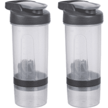 Amazon Basics Shaker Bottle with Mixer Ball - 20 Ounce - 2 Pack - Gray