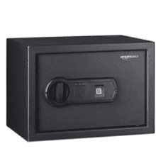 Amazon Basics Steel Home Security Safe with Biometric Fingerprint Lock, 0.5 Cubic Feet, Black