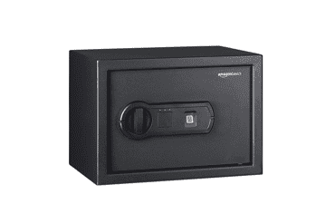 Amazon Basics Steel Home Security Safe with Biometric Fingerprint Lock, 0.5 Cubic Feet, Black