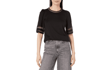 Anne Klein Harmony Knit Lace Trim Tee