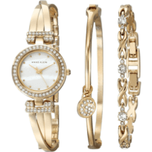 Anne Klein Premium Crystal Bangle Watch and Bracelet Set